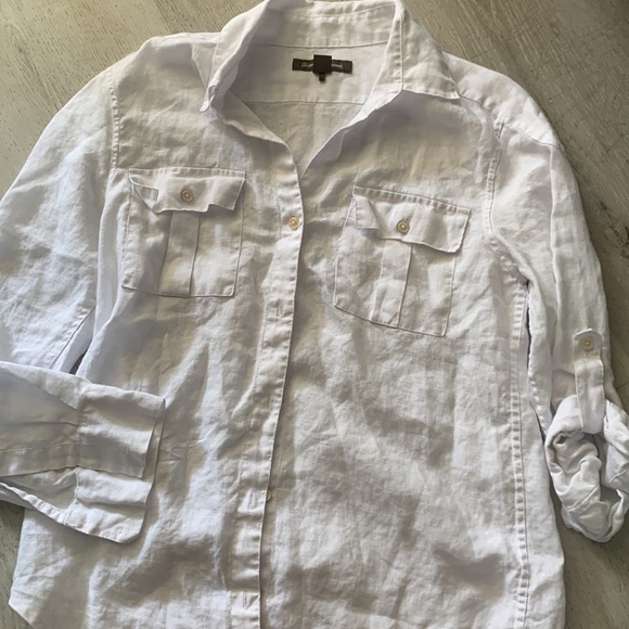 Tommy Bahama Women’s Linen White Button Down Shirt size XS‎ Lagenlook Summer - Picture 4 of 10